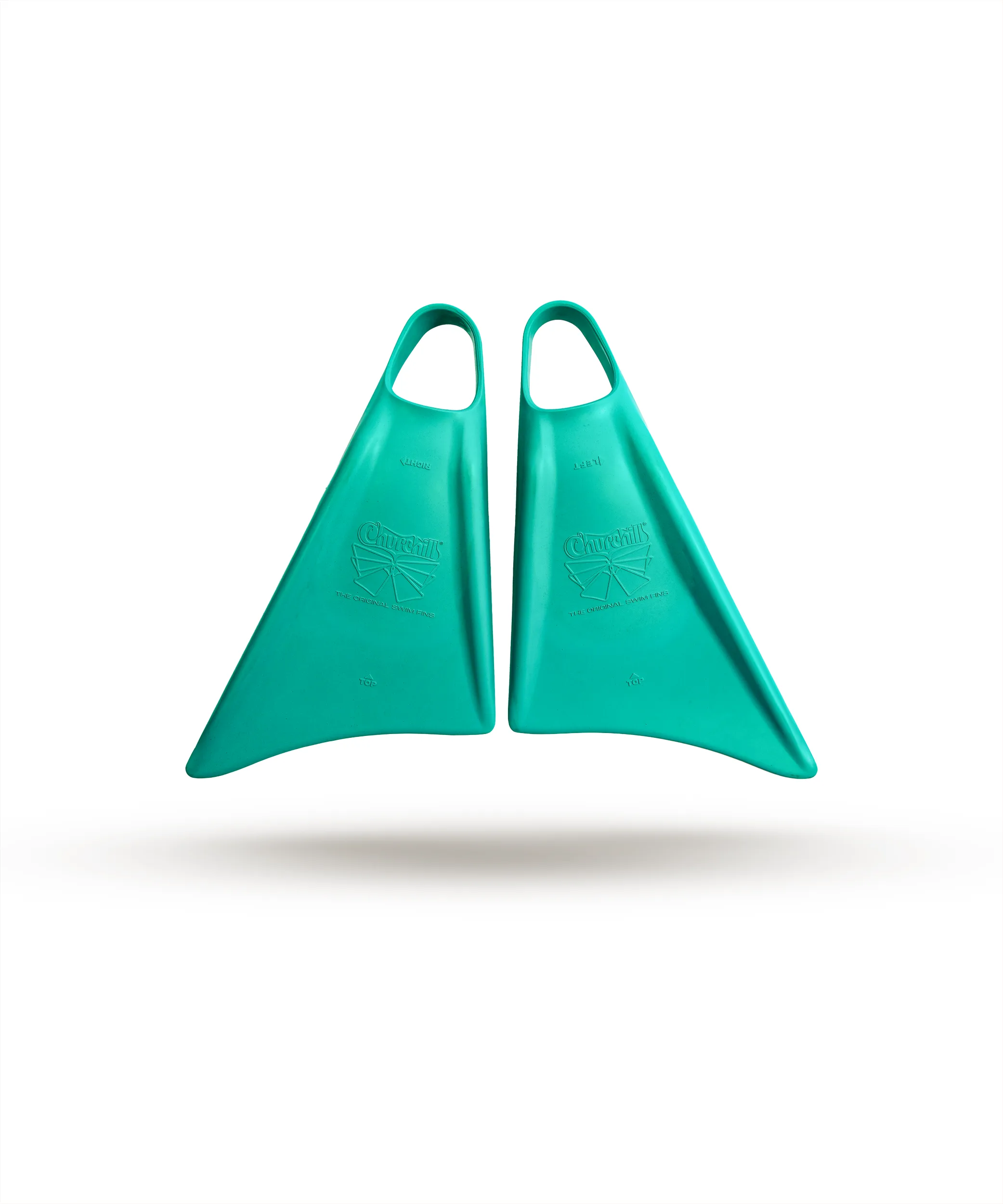 Teal Churchill swimfins, original design, durable training fins for swimming and water sports