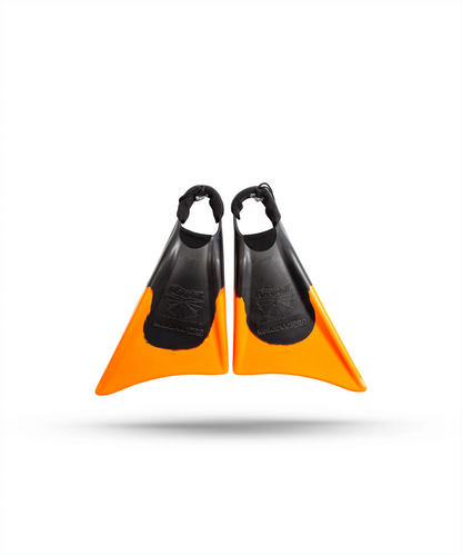 Orange and black Churchill Makapuu Pro swimfins for swimming and training